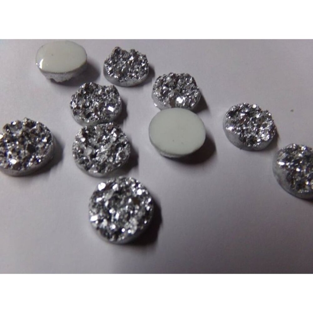Silver Druzy Resin Cabochons 12mm